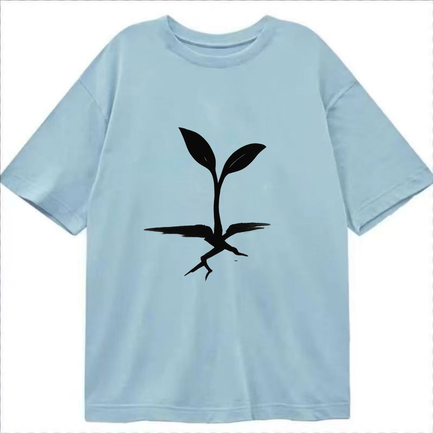 Seedling breaking through concrete - persistence ink brushstrokes - Classic T-shirt - Light Blue
