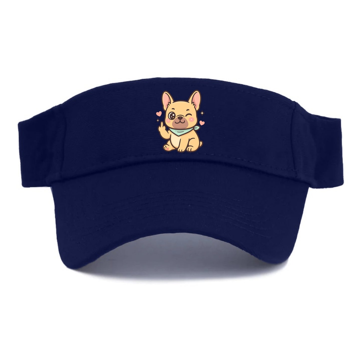French Bulldog sitting with bat ears up, strong paw with sass - Visor - Navy