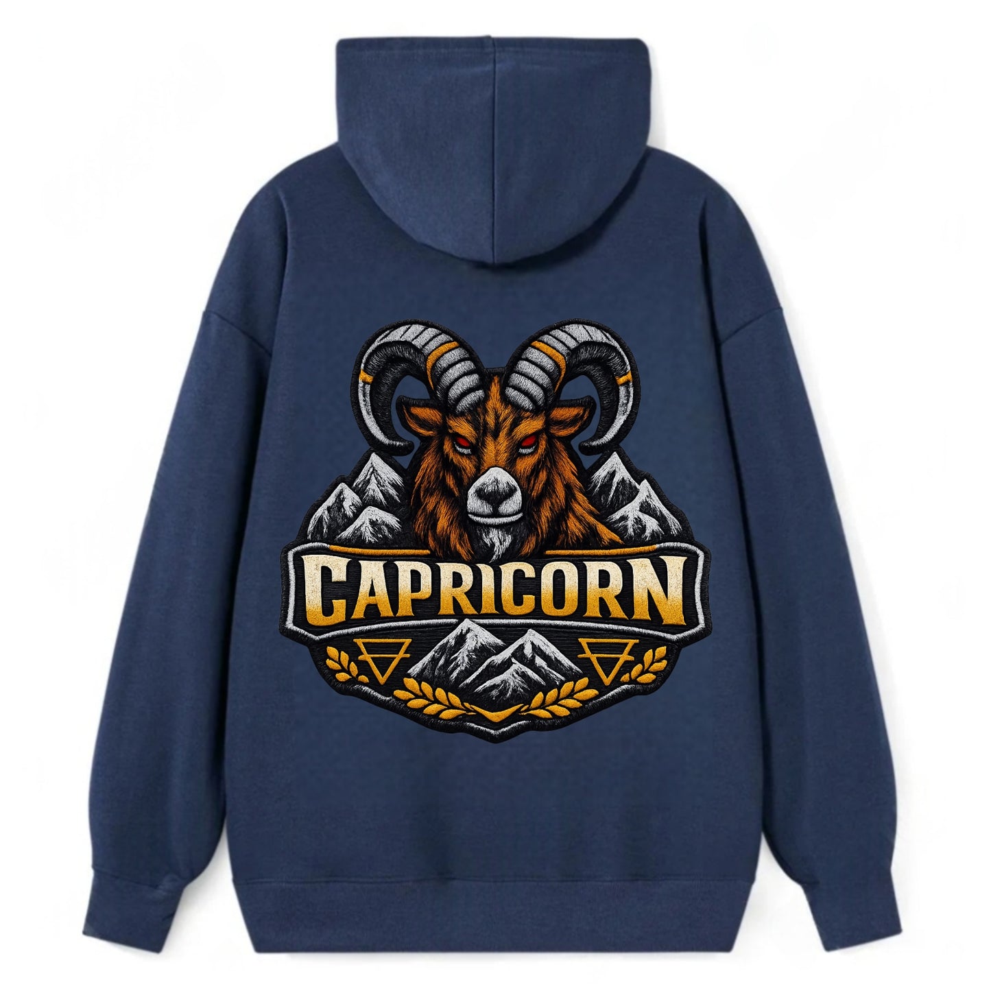 CAPRICORN GOAT - mountain goat in brown and gray , earth sign - Classic Pullover Hoodie - Navy