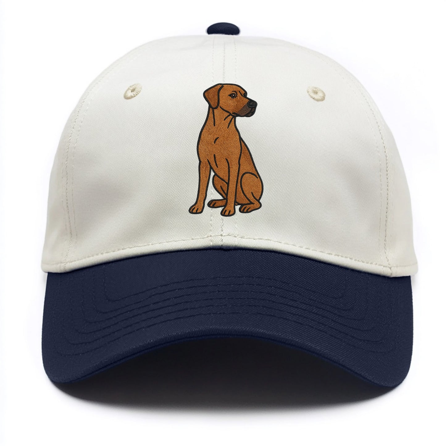 Rhodesian Ridgeback - Red wheaten embroidered pose - Two Tone Cap - Navy