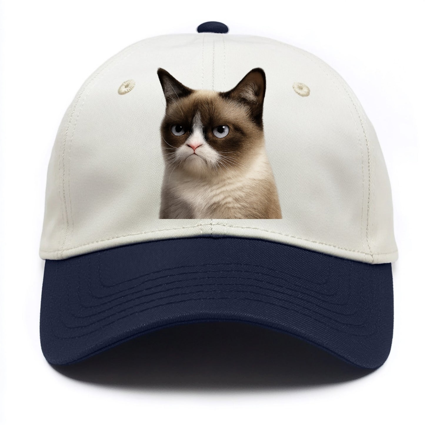 Grumpy Cat Expression - Two Tone Cap - Navy