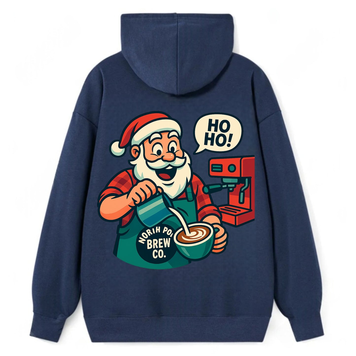 Santa Barista - Classic Pullover Hoodie - Navy