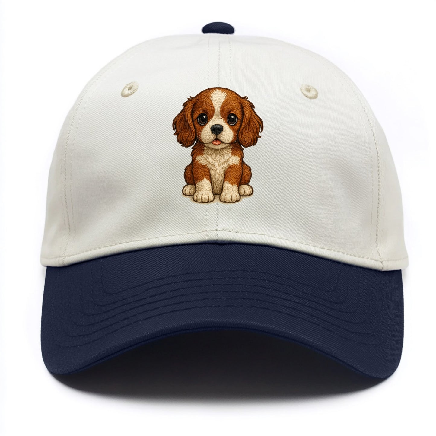 Baby Cavalier King Charles Spaniel Puppy - silky ears, gentle eyes, sweet - Two Tone Cap - Navy