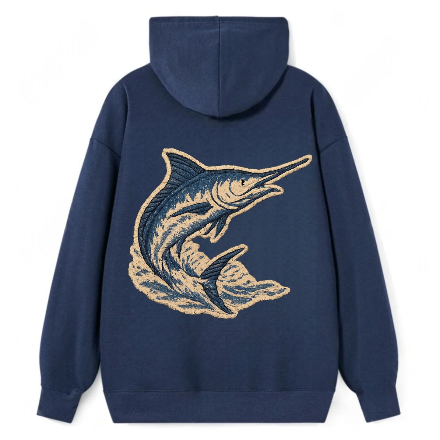 SWORDFISH MARLIN - leaping marlin in blue and silver , sport fishing - Classic Pullover Hoodie - Navy
