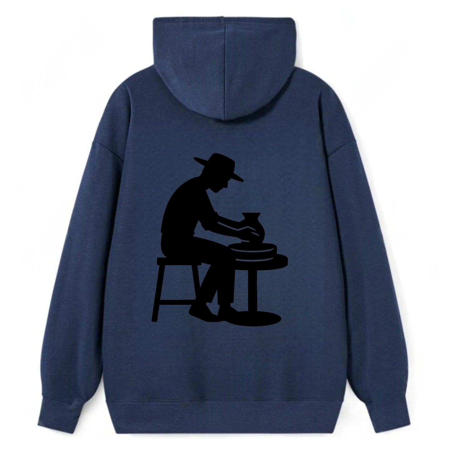 Potter shaping clay on wheel - Classic Pullover Hoodie - Navy