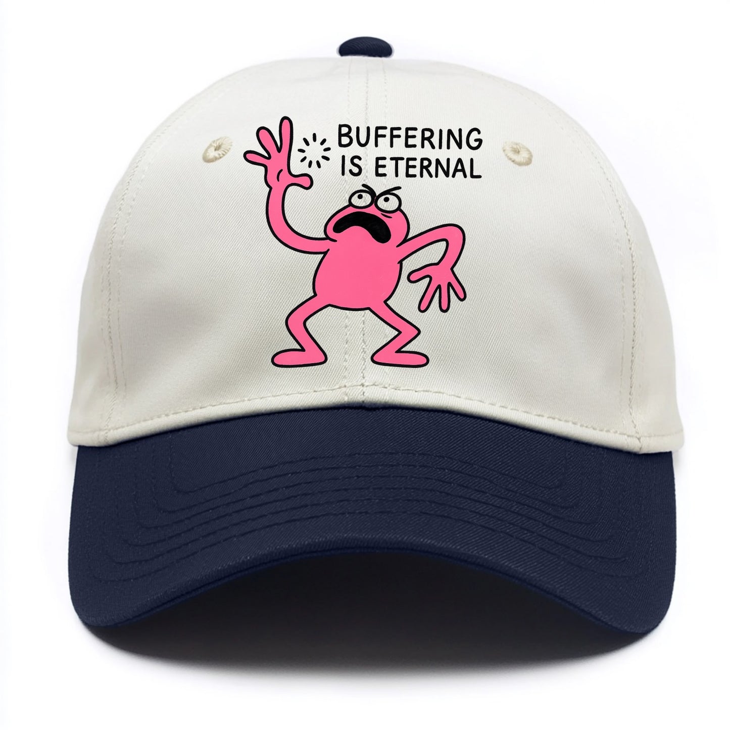 BUFFERING IS ETERNAL | Loading circle dizzy - Two Tone Cap - Navy