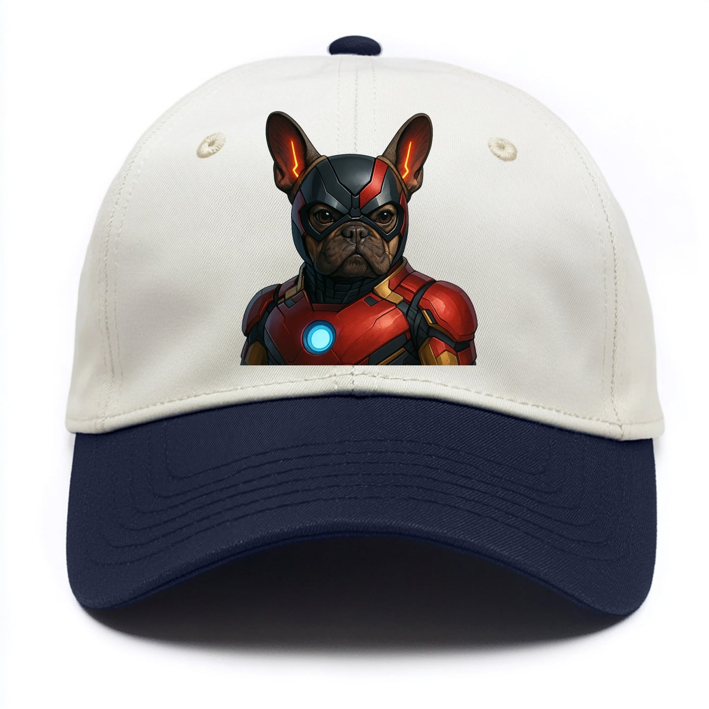 French Bulldog Iron Man - Two Tone Cap - Navy
