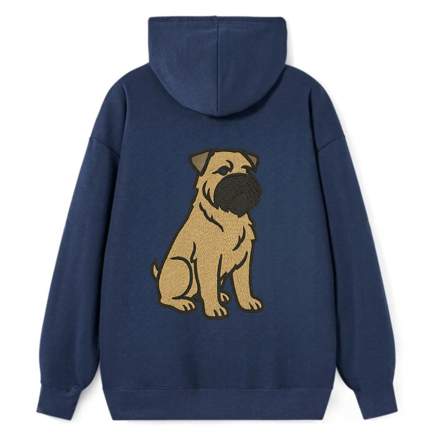 Bouvier des Flandres - Fawn rough coat embroidered design - Classic Pullover Hoodie - Navy