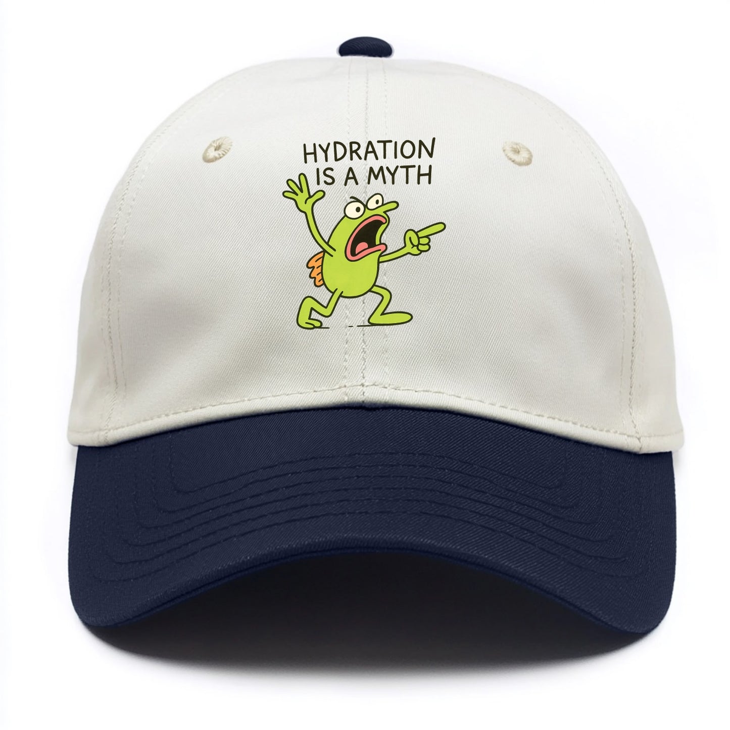HYDRATION IS A MYTH | Dehydrated fish in desert - Two Tone Cap - Navy