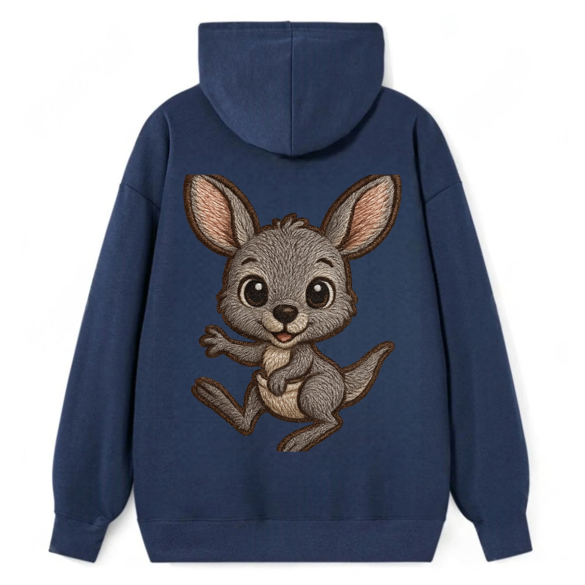 Baby Kangaroo Joey - gray fur, large ears, in pouch peek, bright eyes, - Classic Pullover Hoodie - Navy