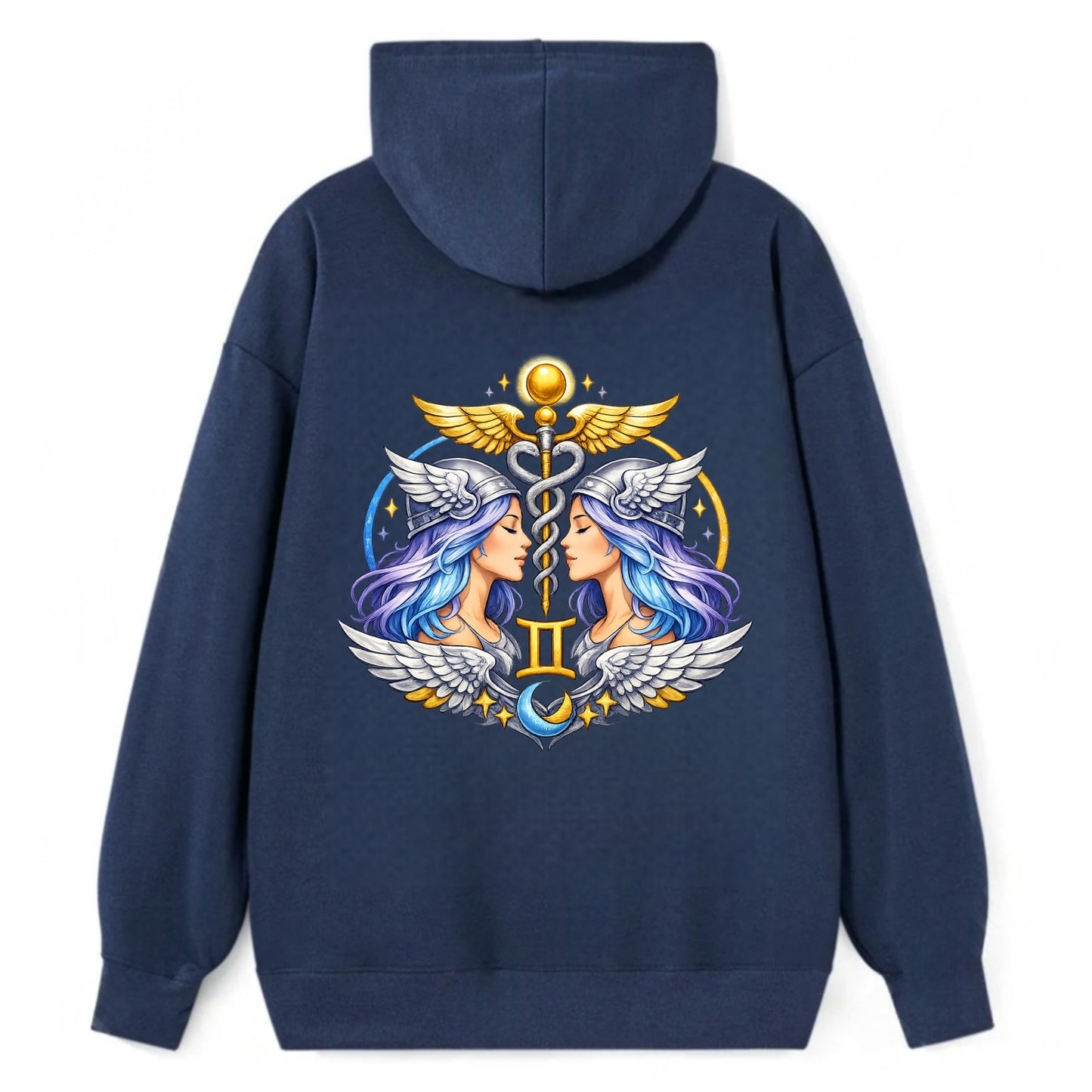 MERCURY WINGS | Winged messenger symbol | Caduceus staff | Swift - Classic Pullover Hoodie - Navy