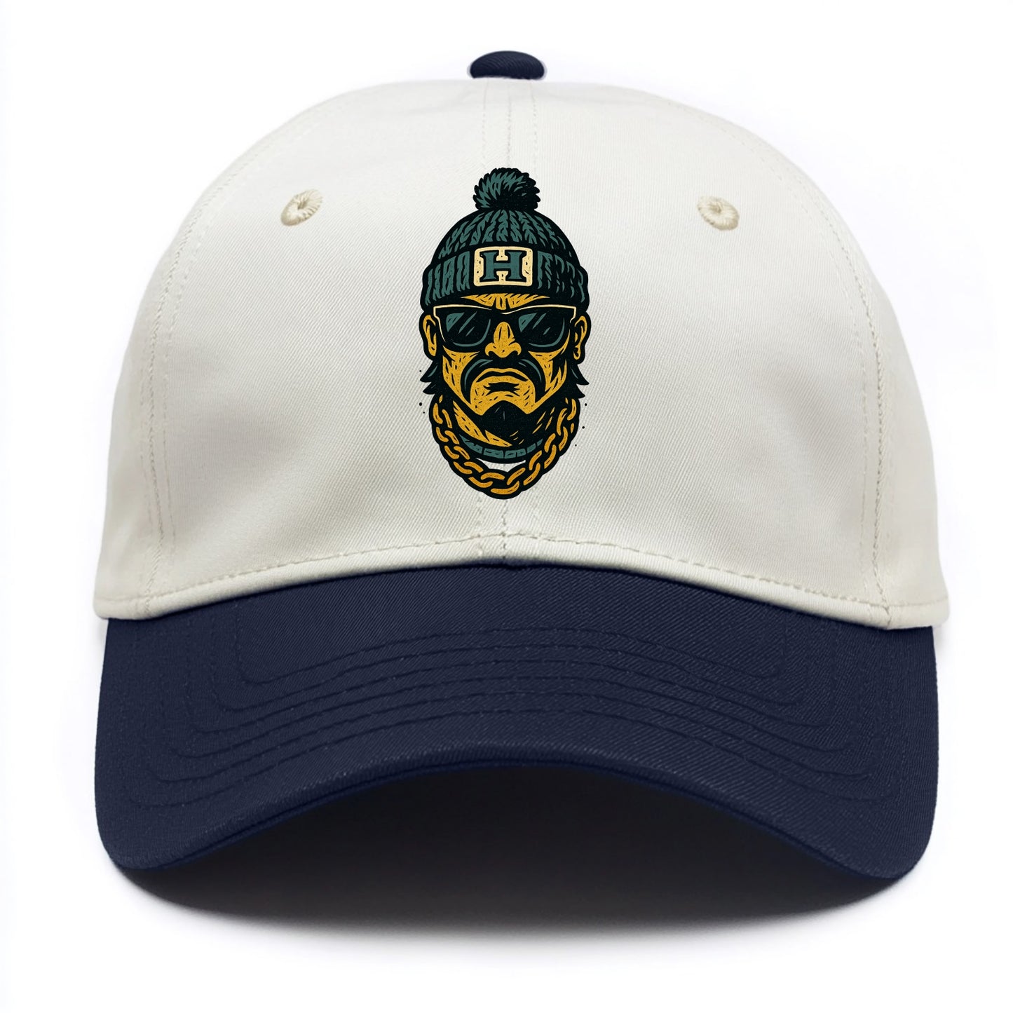 Honolulu Warrior wearing Hawaii beanie with H patch - Two Tone Cap - Navy