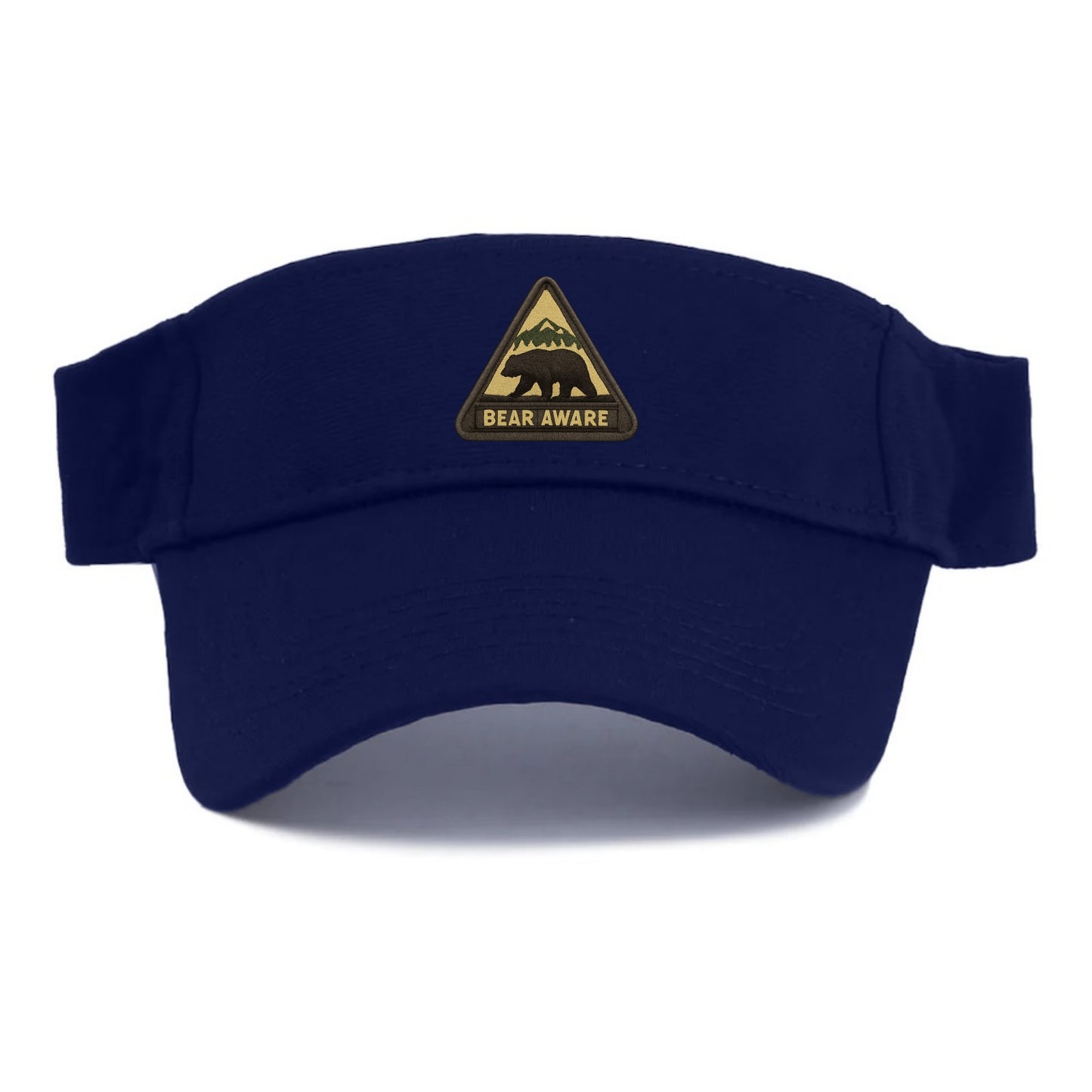 BEAR AWARE - bear silhouette warning in brown and yellow , wilderness safety - Visor - Navy