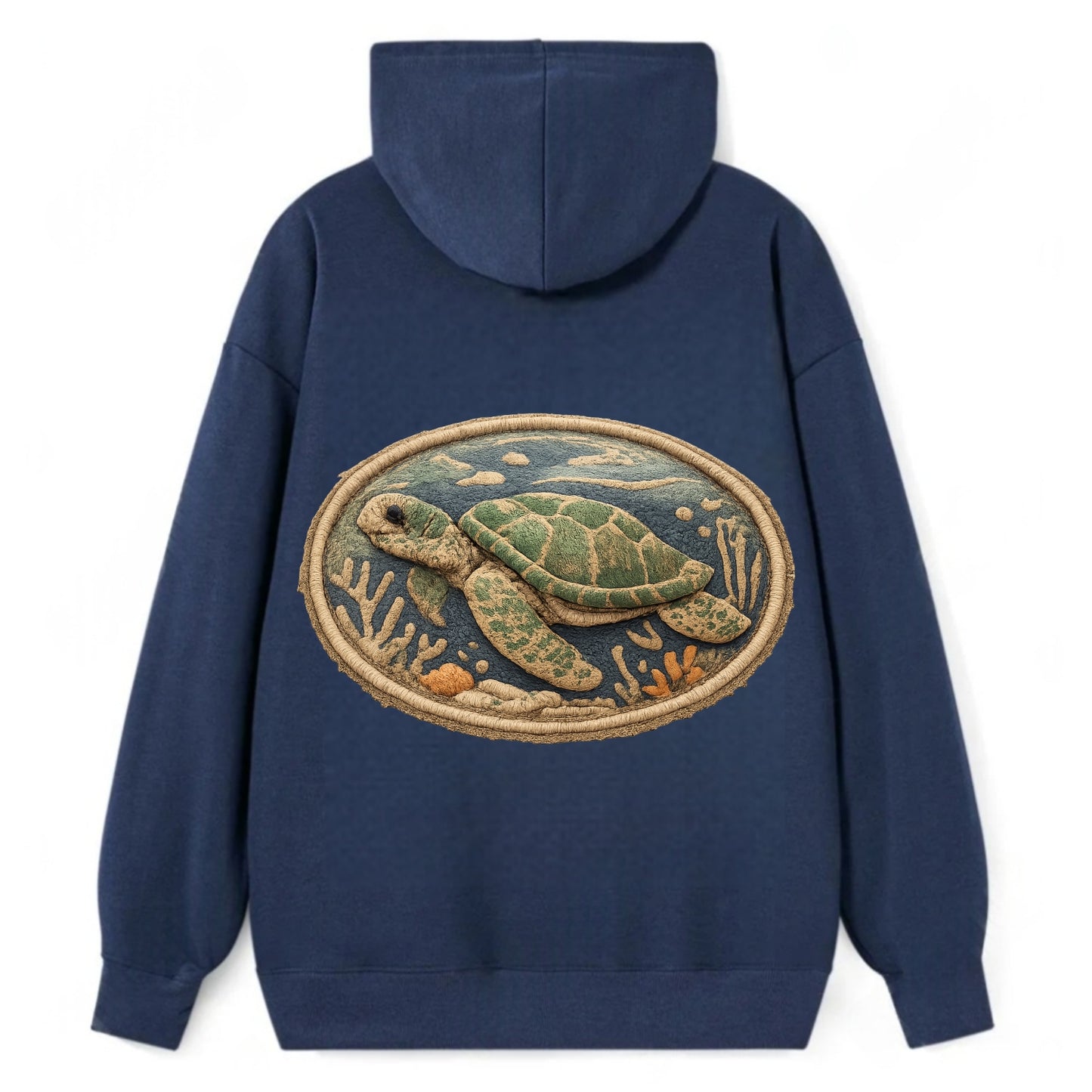 SEA TURTLE - swimming turtle in green and blue , ocean life - Classic Pullover Hoodie - Navy