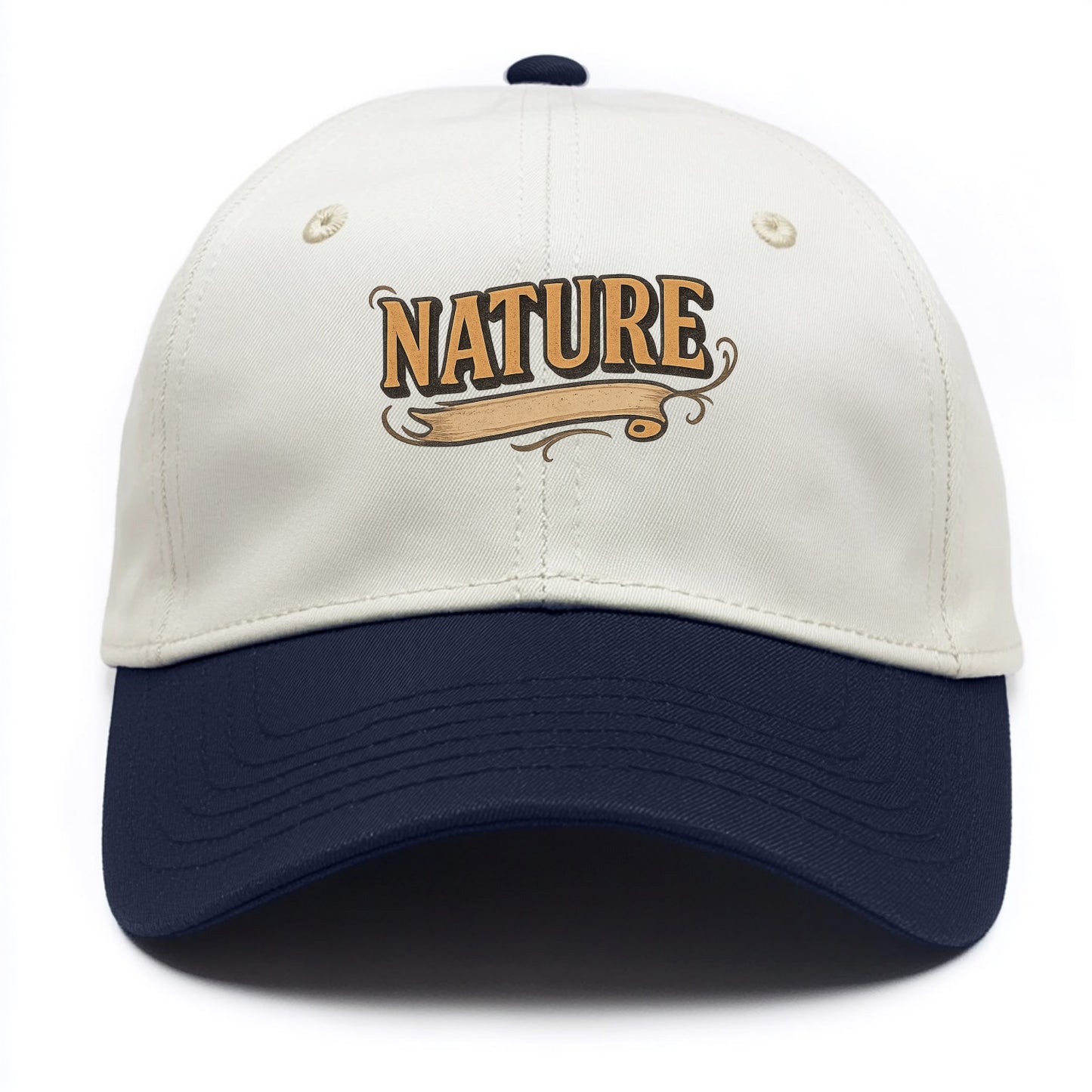 Bold typography design - "NATURE" - natural world, organic - Two Tone Cap - Navy