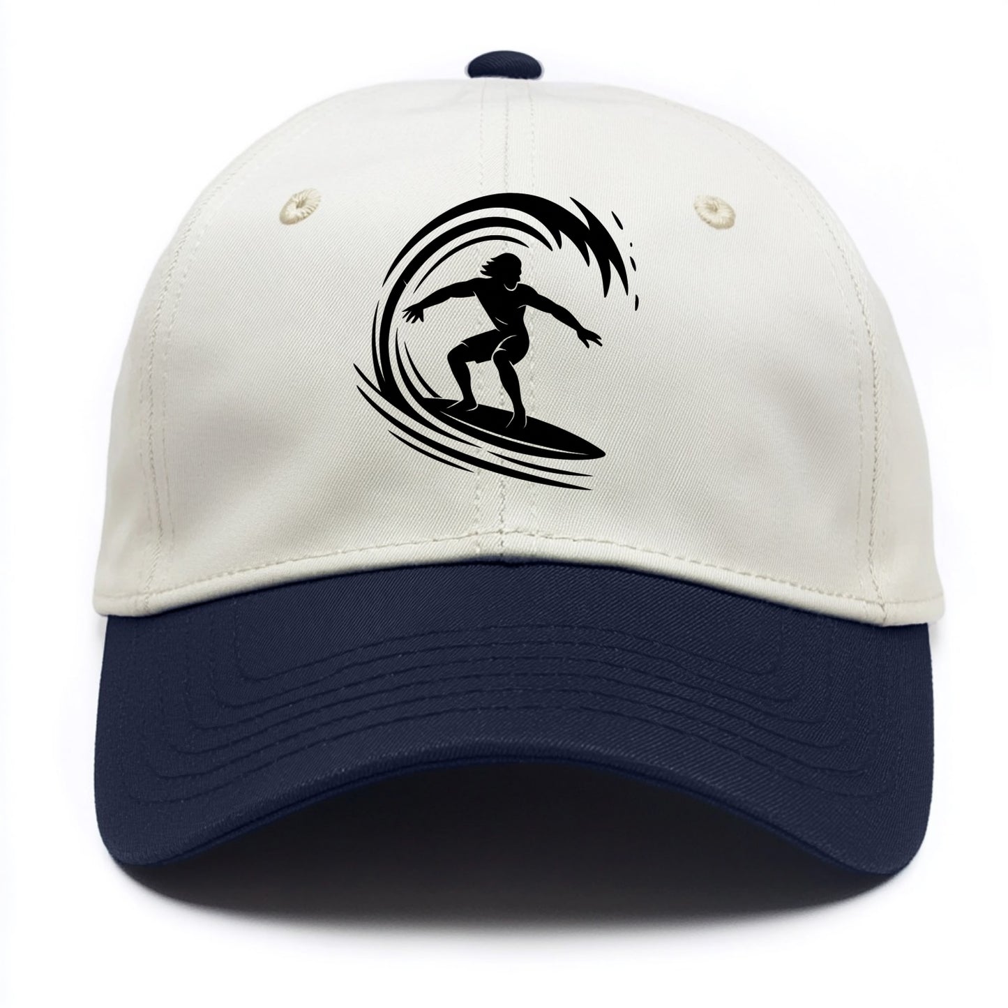 Hawaiian surfer riding big wave - Two Tone Cap - Navy