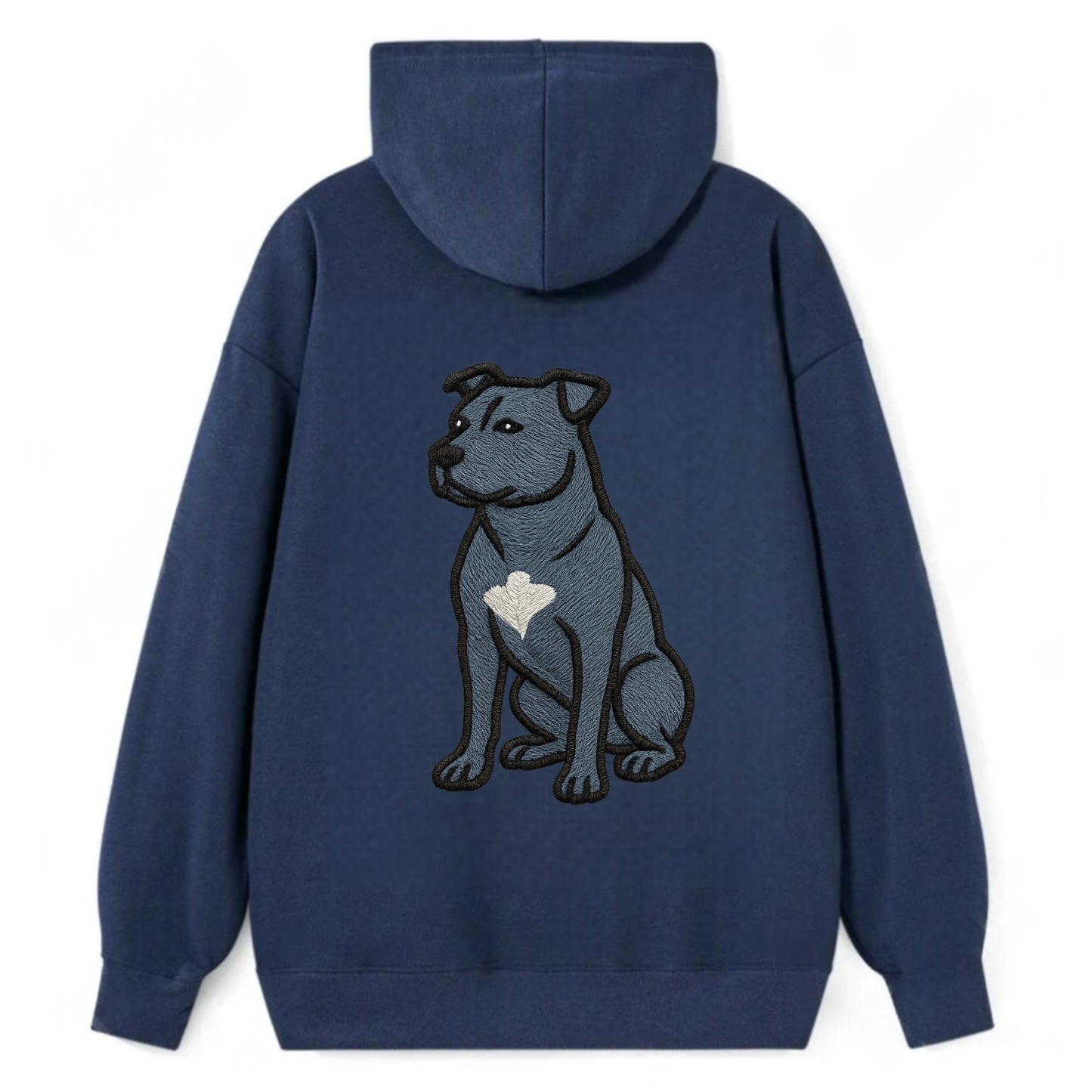 American Staffordshire Terrier - Blue embroidered design - Classic Pullover Hoodie - Navy