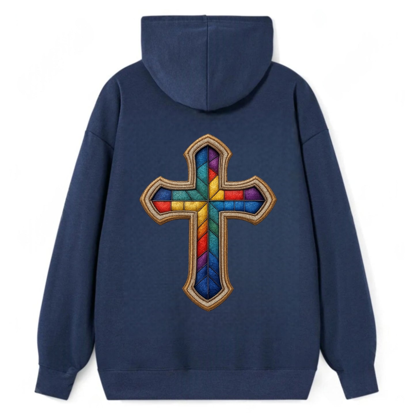 Stained Glass Cross - Classic Pullover Hoodie - Navy