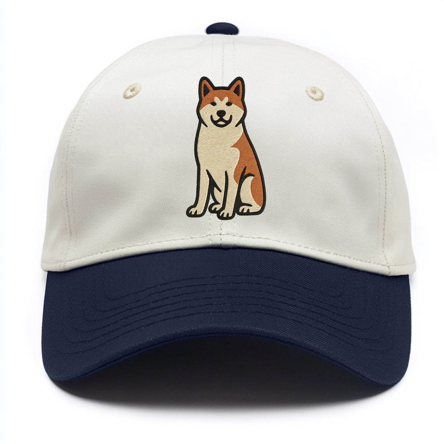 Akita - White and red sitting pose - Two Tone Cap - Navy