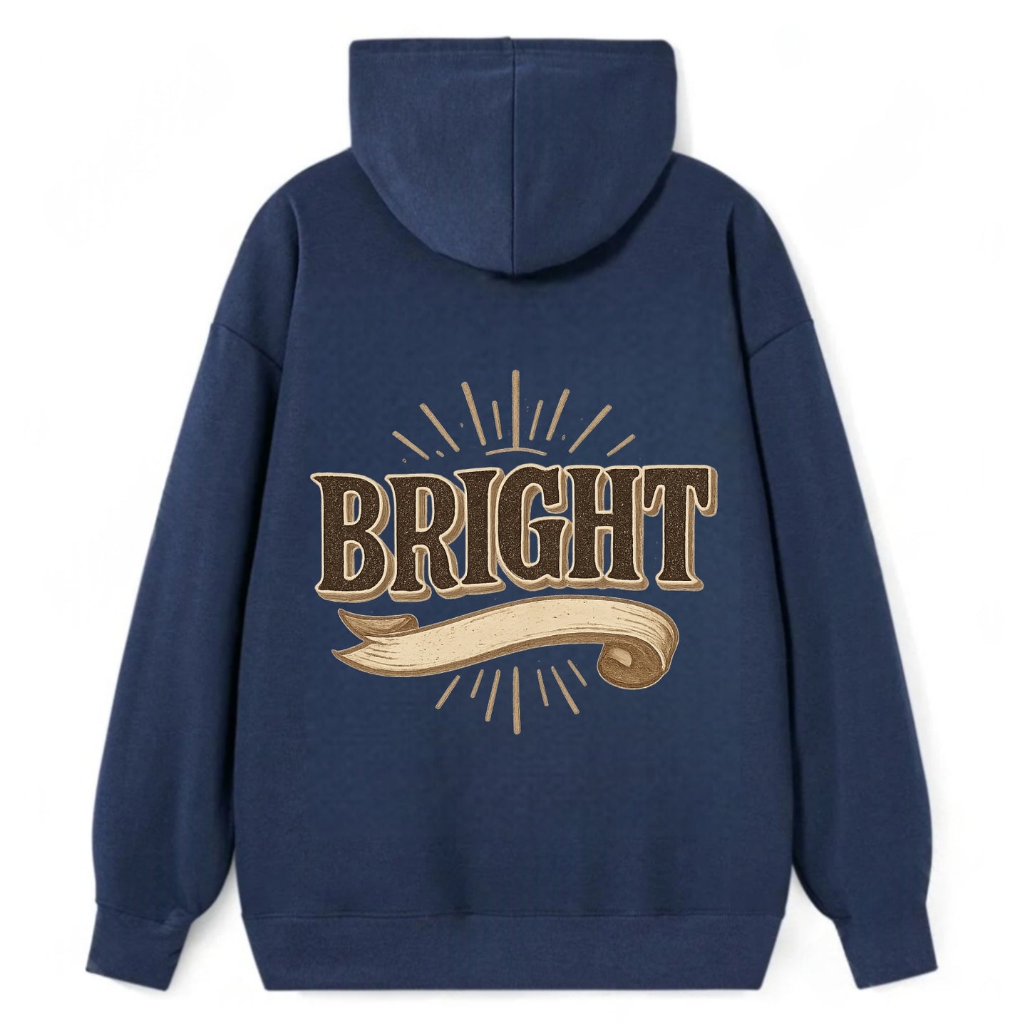 Bold typography design - "BRIGHT" - intelligent, shining - Classic Pullover Hoodie - Navy