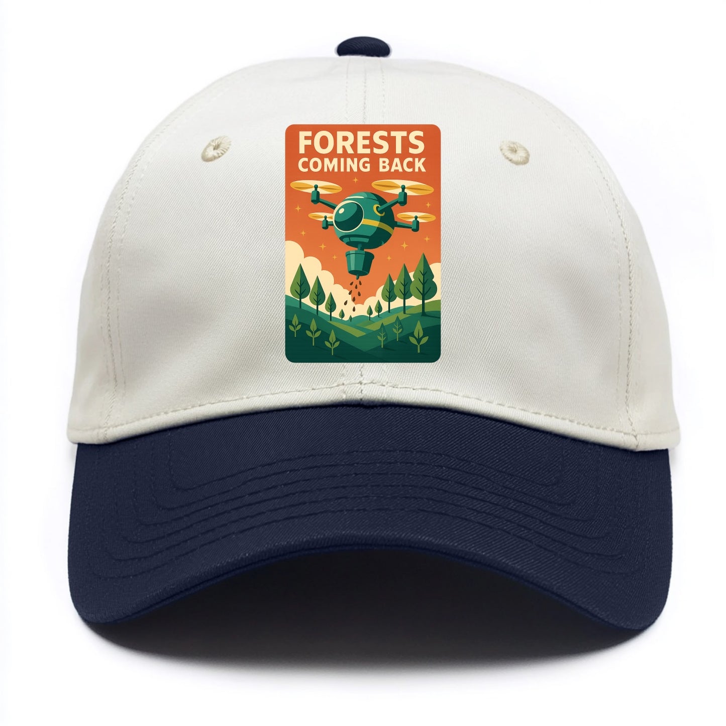 Reforestation drone planting millions of trees - "Forests Coming Back" - nature - Two Tone Cap - Navy