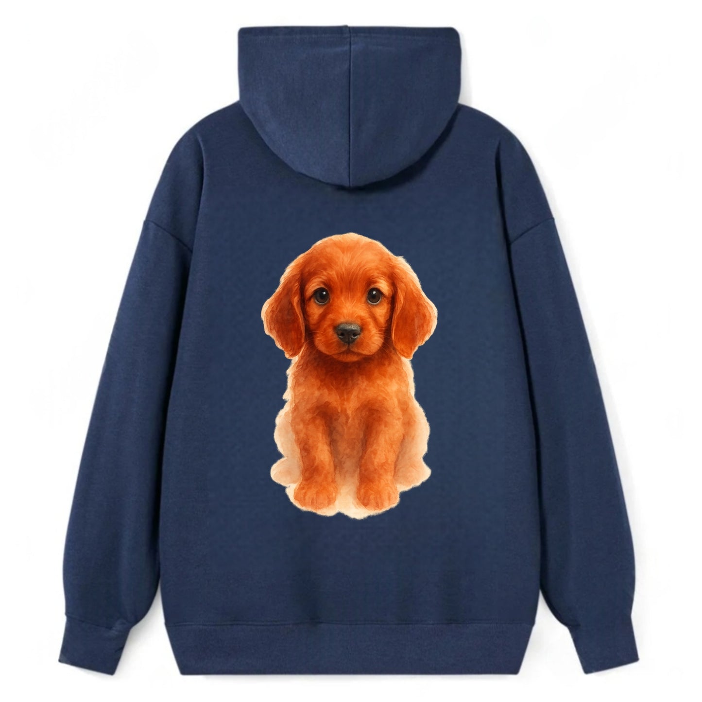 Baby Irish Setter Puppy - mahogany red coat, feathered ears, friendly - Classic Pullover Hoodie - Navy