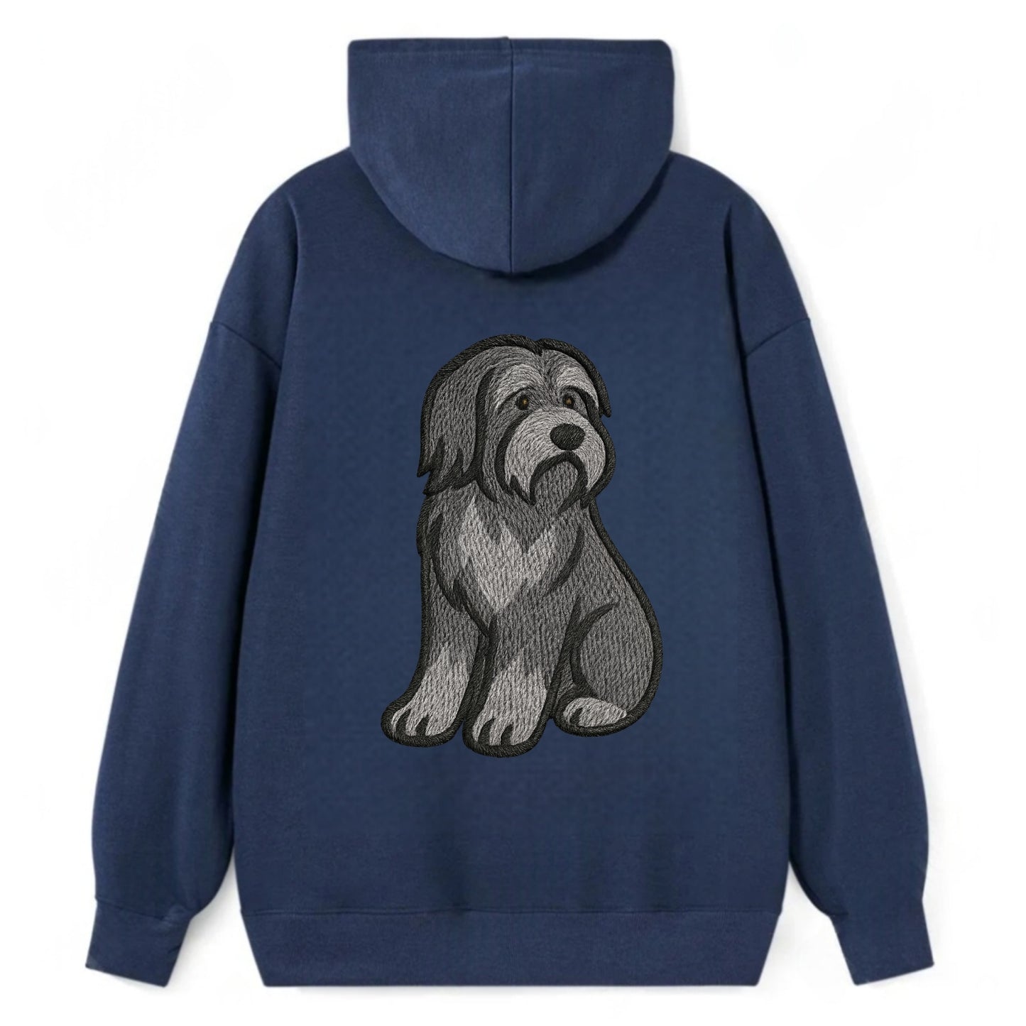 Bearded Collie - Gray shaggy coat embroidered pose - Classic Pullover Hoodie - Navy