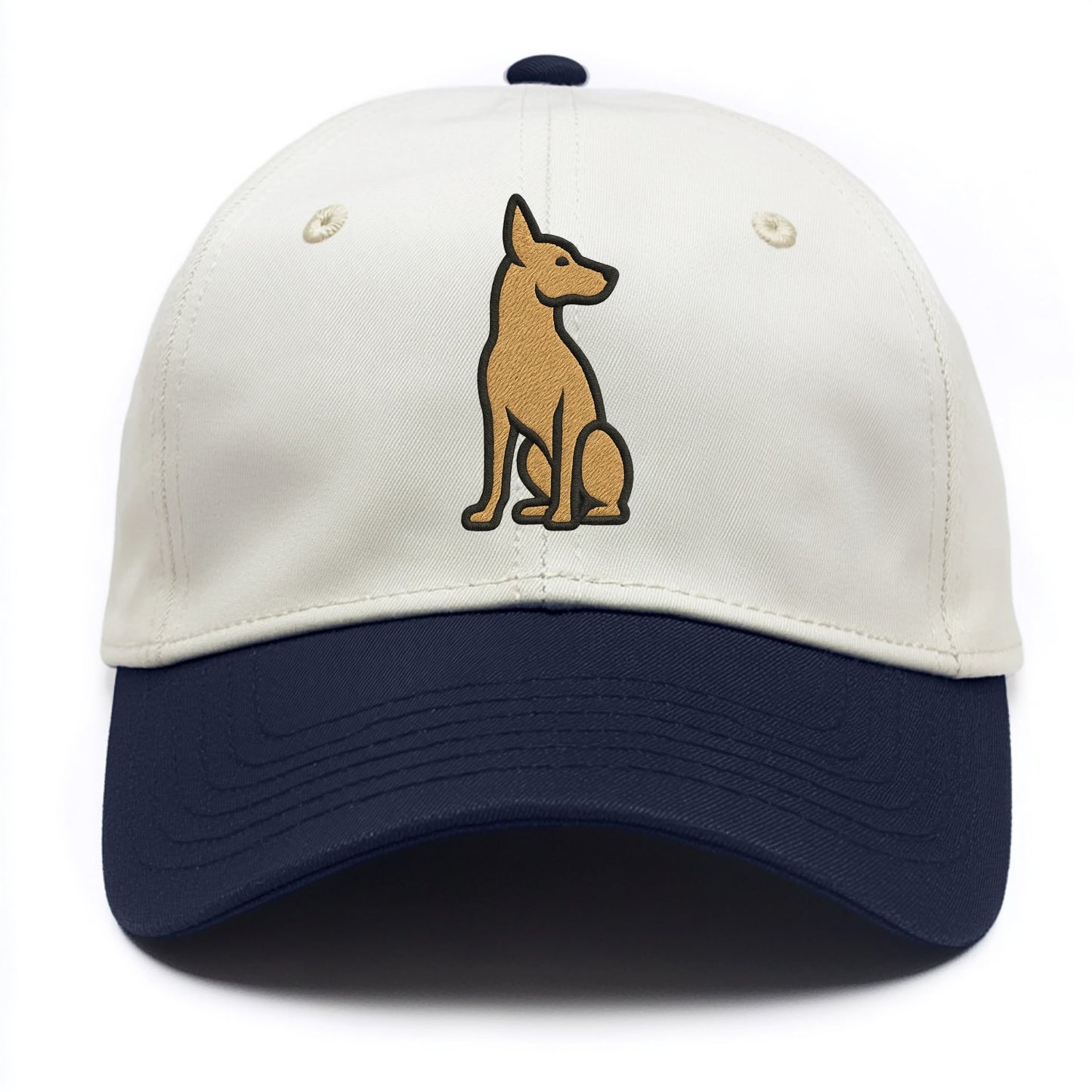 Pharaoh Hound - Tan colored sitting pose Two Tone Cap - Navy