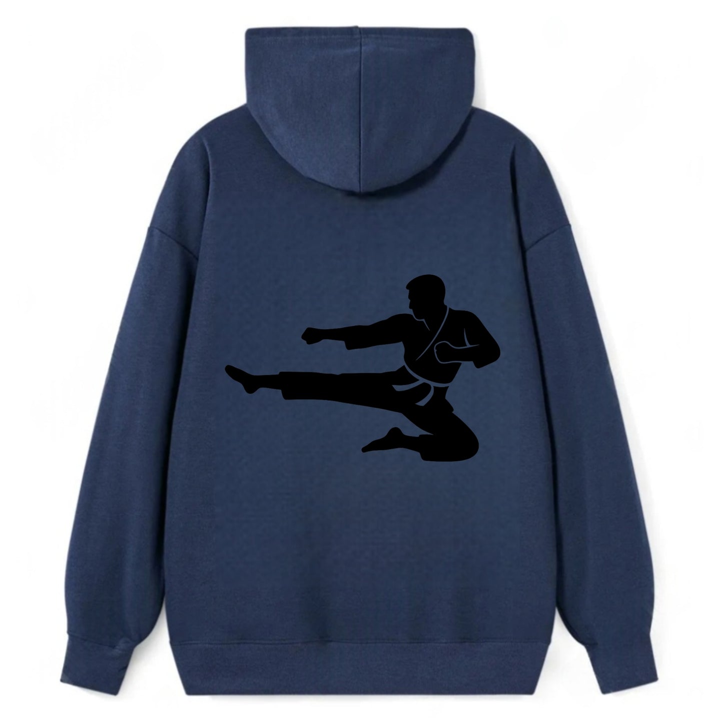 Martial artist flying kick - Classic Pullover Hoodie - Navy