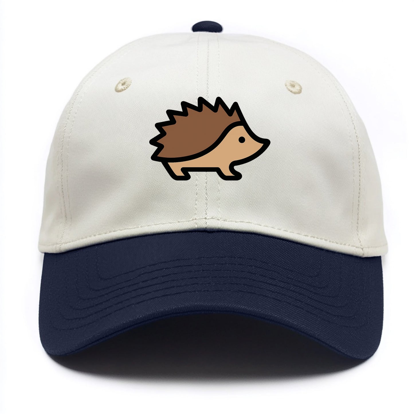 Hedgehog - Brown spiky back flat side profile - Two Tone Cap - Navy