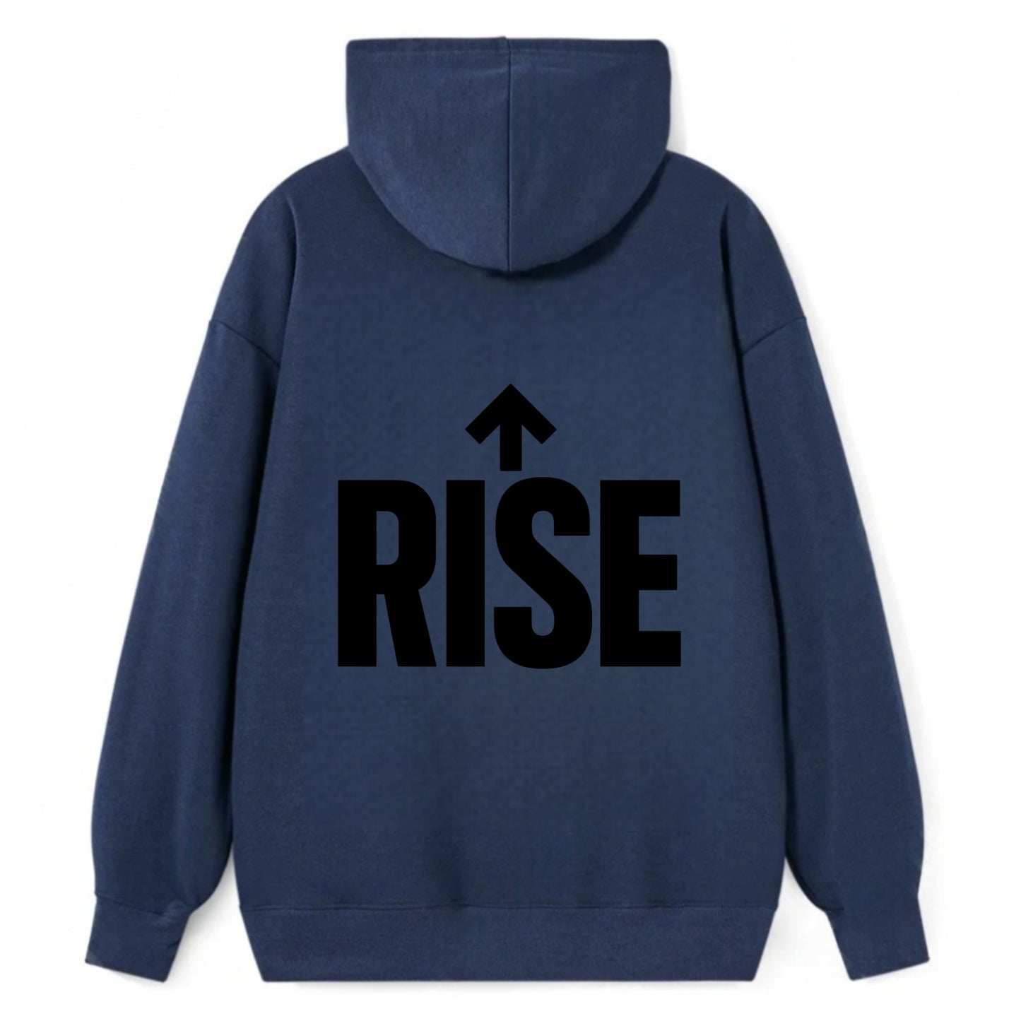Bold typography design - "RISE" - getting up, ascending, elevating - Classic Pullover Hoodie - Navy