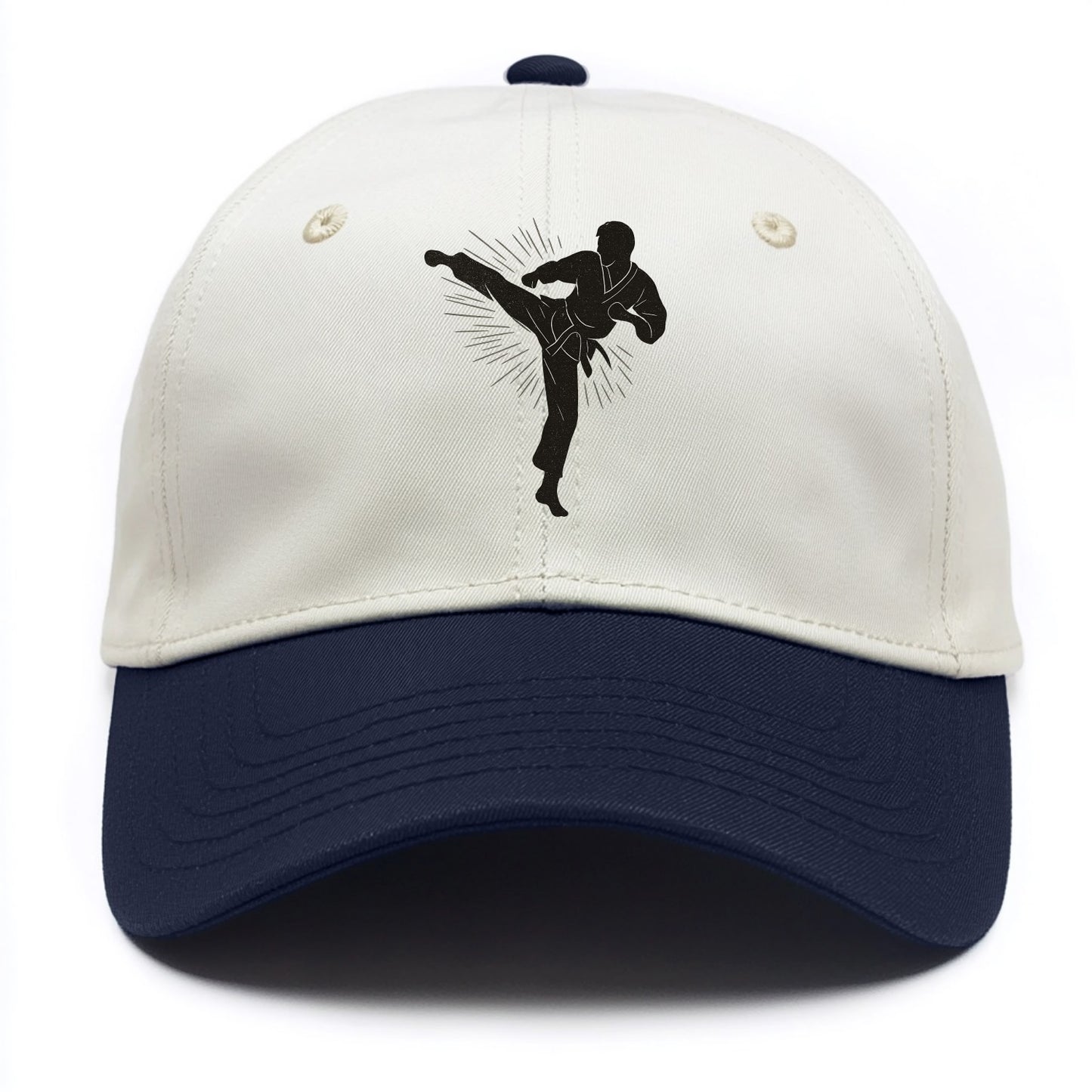 Taekwondo athlete spinning heel kick - Two Tone Cap - Navy