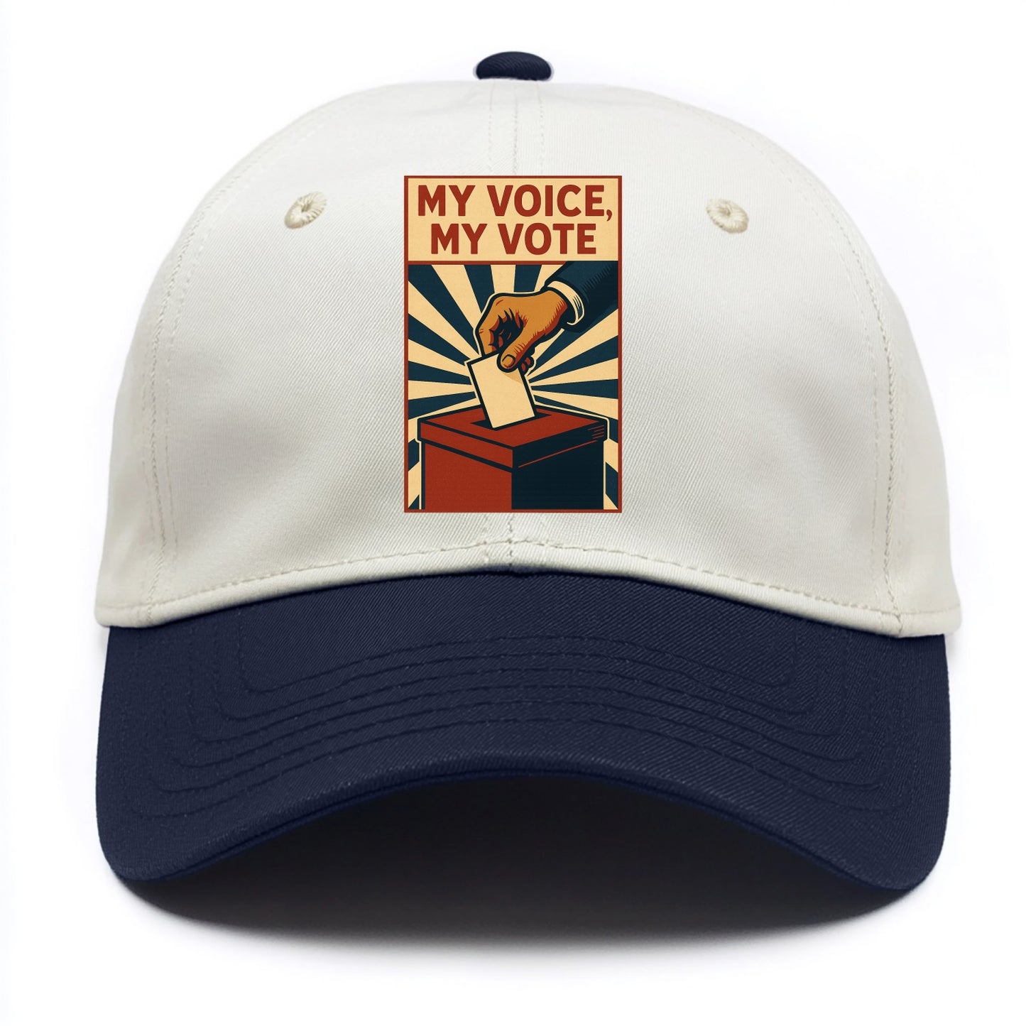 Hand dropping ballot into box with determination - "My Voice, My Vote" - individual - Two Tone Cap - Navy