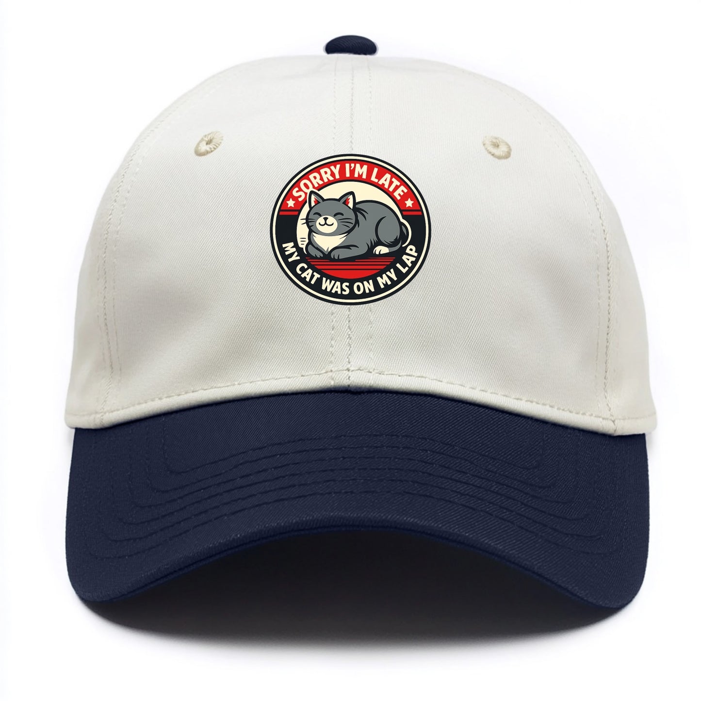 Charming Cat Loaf Excuse Emblem - Two Tone Cap - Navy