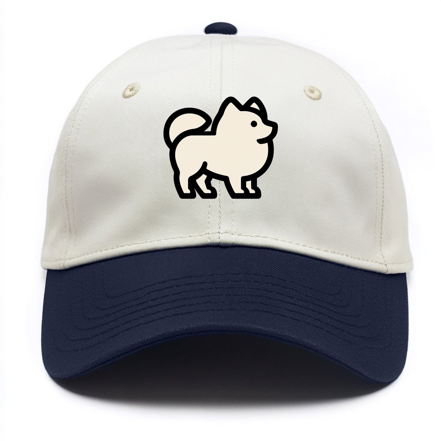 Pomeranian - Modern tiny fluffy logo wit - Two Tone Cap - Navy