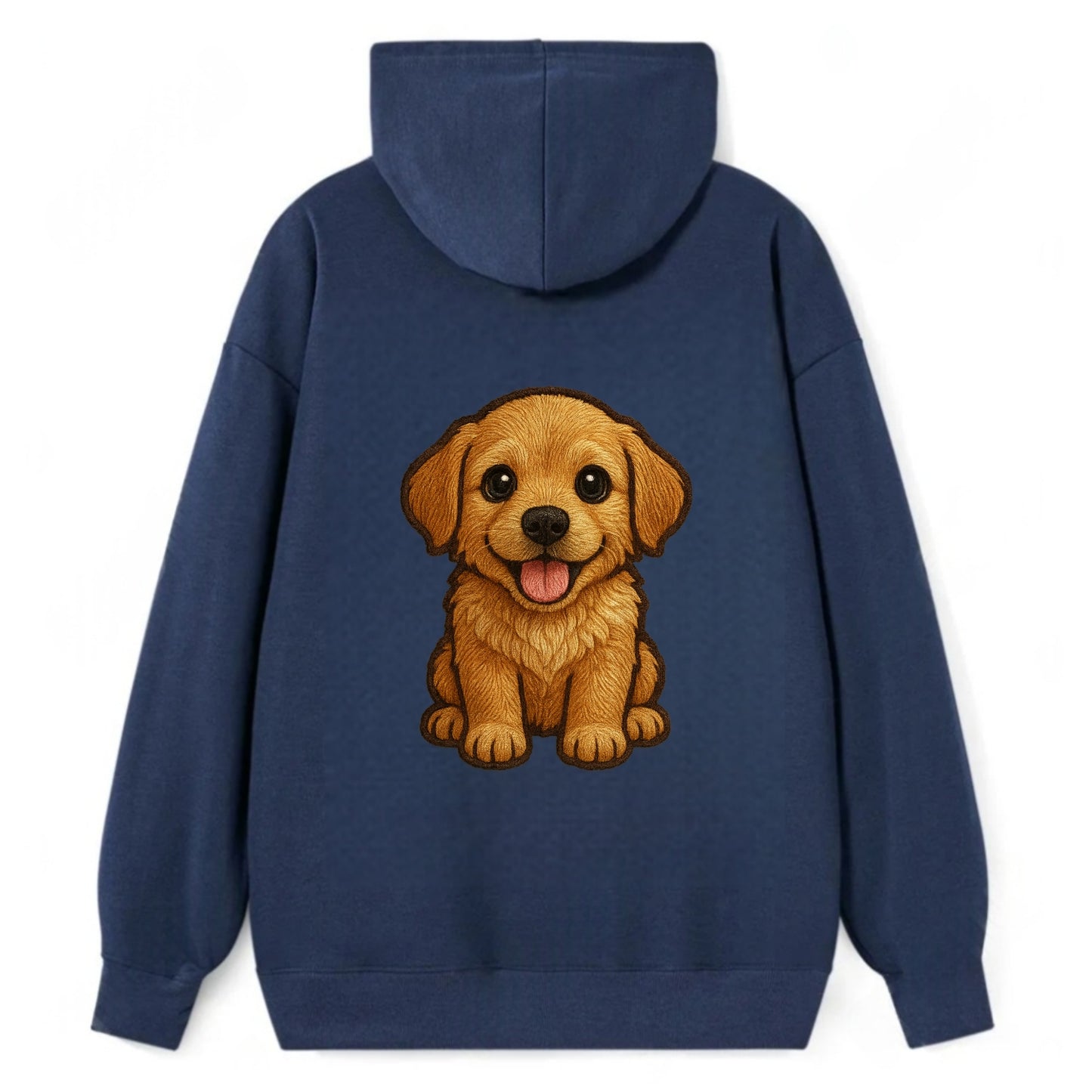 Baby Golden Retriever Puppy - fluffy golden fur, big brown eyes, pink - Classic Pullover Hoodie - Navy