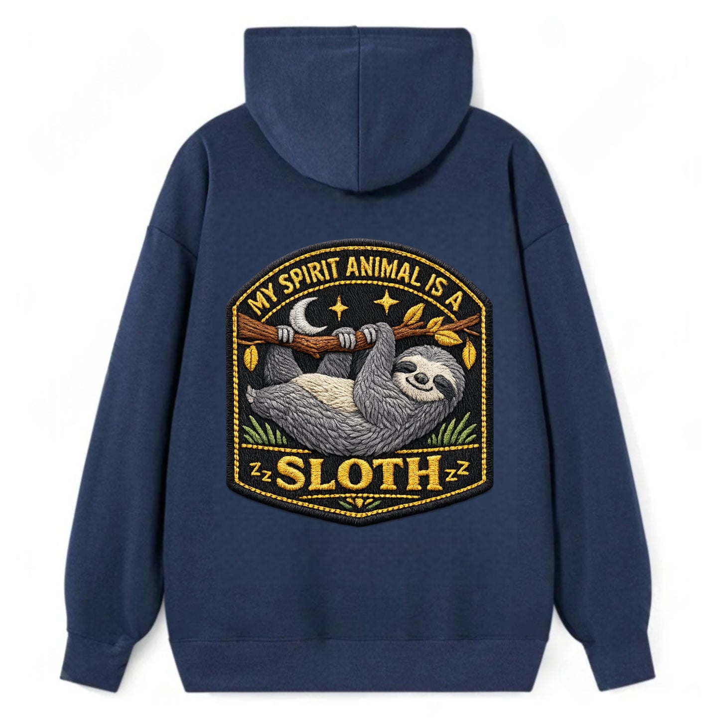 MY SPIRIT ANIMAL IS A SLOTH - lazy sloth in gray , slow life - Classic Pullover Hoodie - Navy