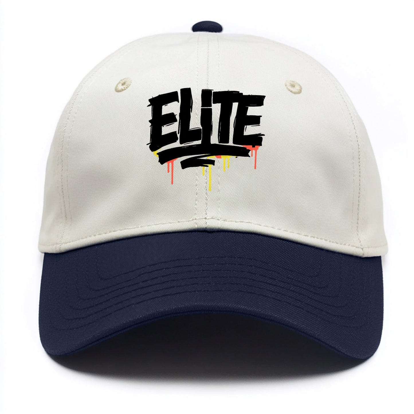 Bold typography design - "ELITE" - top tier, highest level - Two Tone Cap - Navy