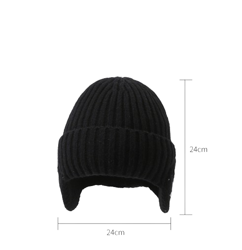 Gorro de punto cálido de invierno con protección para los oídos y forro polar