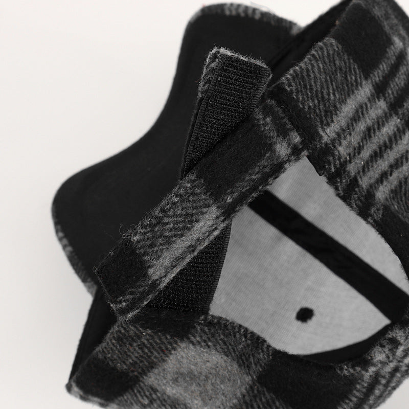 Pandaize Stylish Winter Baseball Cap with Checkered Wool, Featuring a New Trendy Design and Velcro Closure