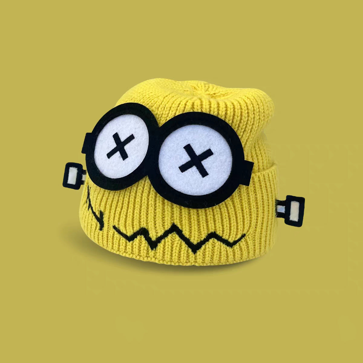 Glitch Robot Beanie - Tech-Inspired Knit Cap for Large Head Sizes | Windproof Commuter Hat