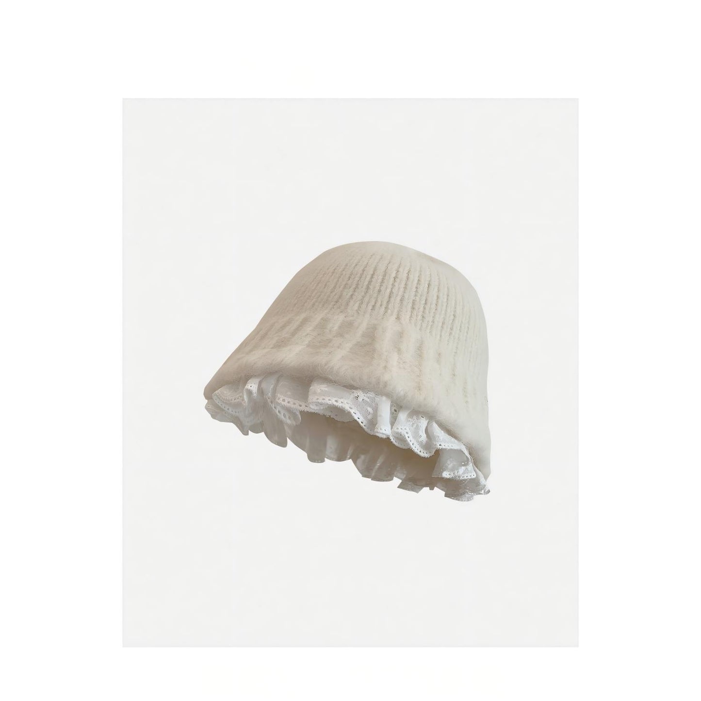 Bohemian Lace Trim Knitted Fisherman Hat - Women's Autumn Winter Warm Slouchy Beanie with Embroidery