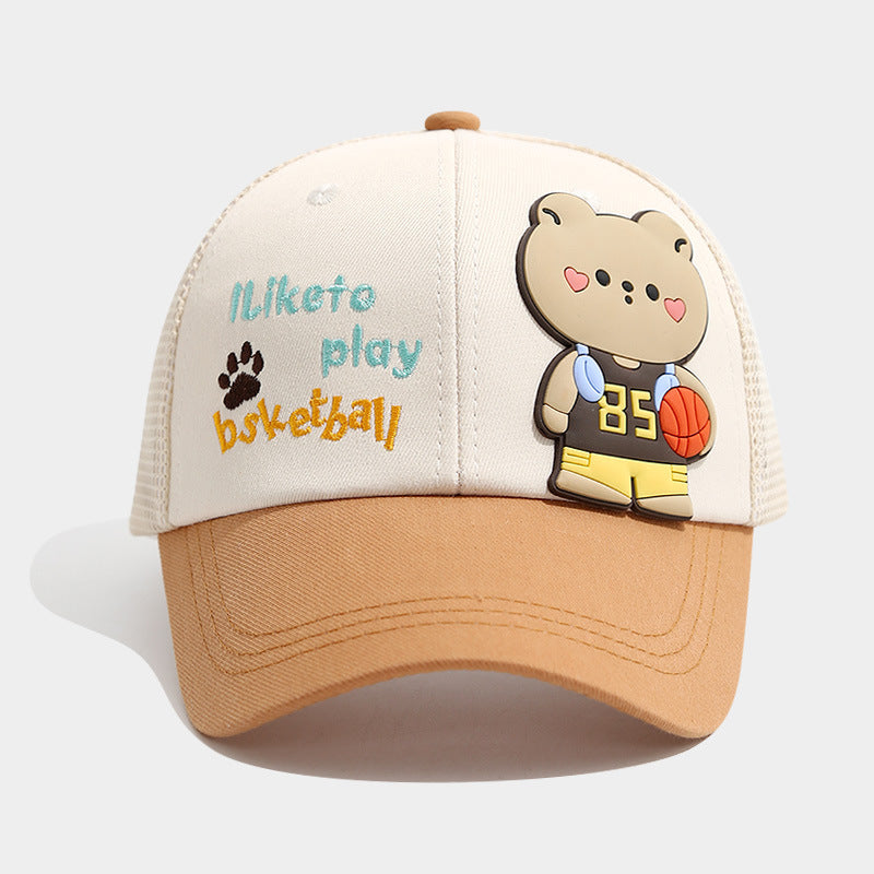 Pandaize キッズ ベースボールキャップ - かわいい漫画柄 調節可能なサンハット 男の子と女の子用 通気性メッシュ 夏用 日焼け防止 子供用帽子 (3~10歳)