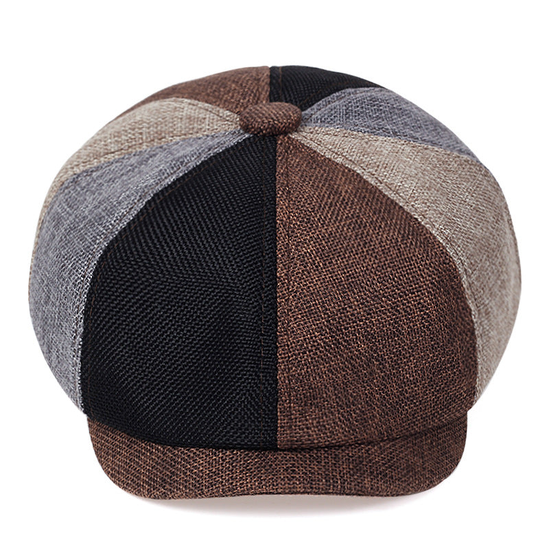 Vintage Linen Blend Octagonal Cap - Breathable Summer Style