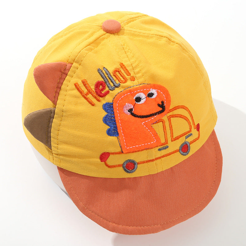 Pandaize Kids Dinosaur Baseball Cap - Cute Cartoon Embroidered Soft Brim Duckbill Hat for Baby & Toddler, Sun Protection, Colorful Adjustable Cap for Boys & Girls