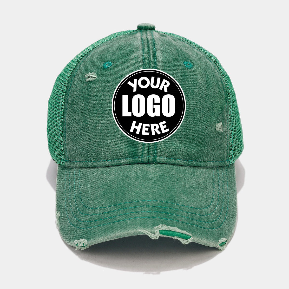 Pandaize Custom Cap – Unisex Distressed Washed Baseball Cap Summer Breathable Sun Protection Hat with Hollow Mesh Design