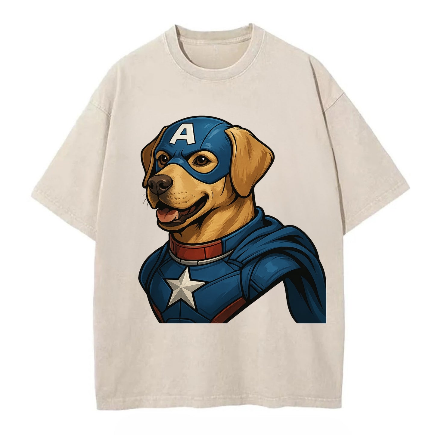 Labrador Patriotic Hero - Vintage T-shirt - Off White