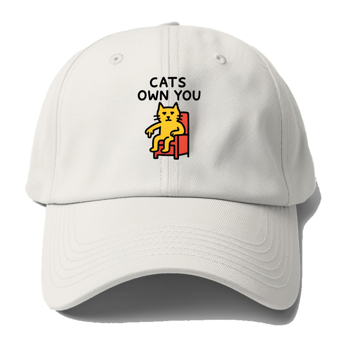 CATS OWN YOU | Cat on throne pointing down - Baseball Cap - Off White