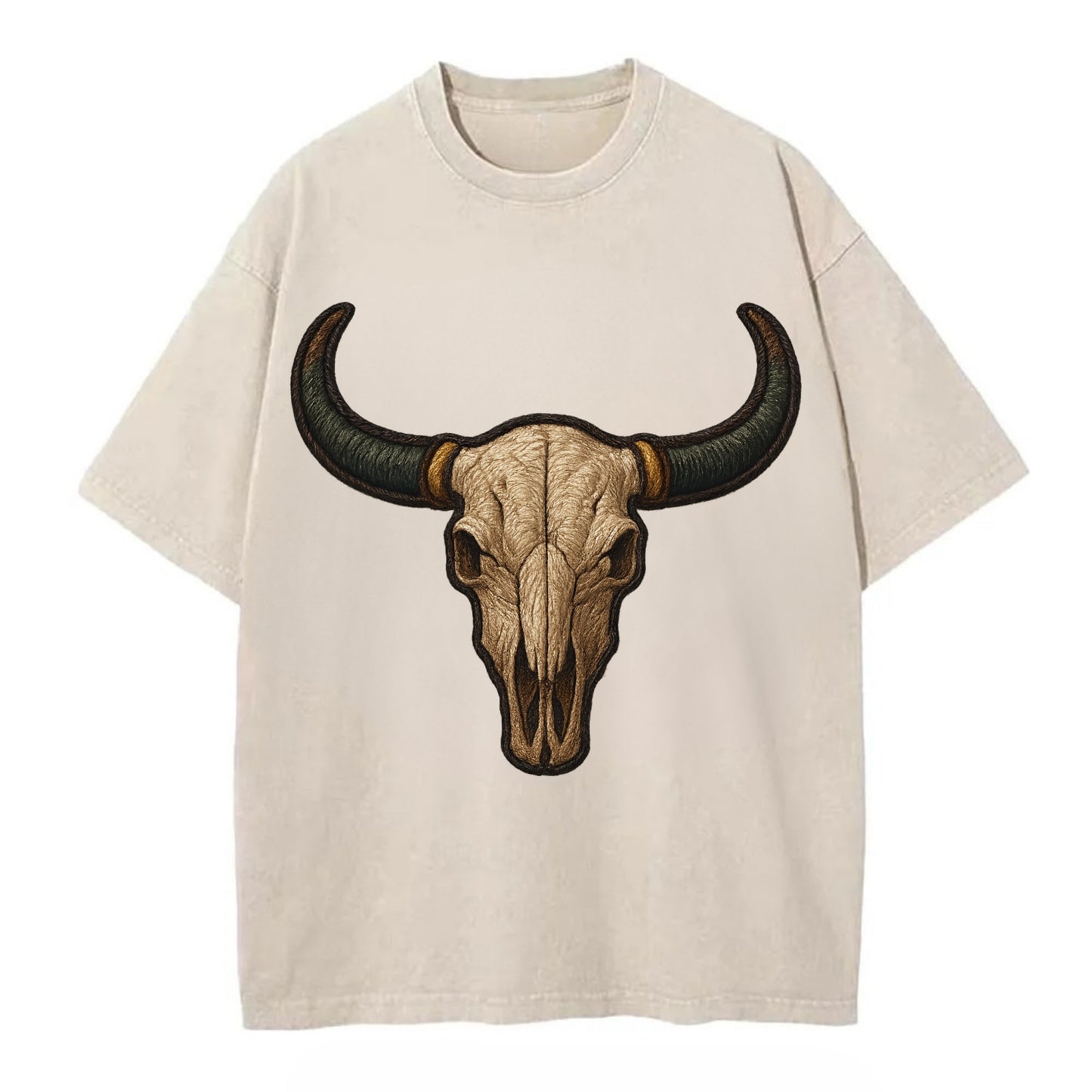 Bull Skull - Vintage T-shirt - Off White