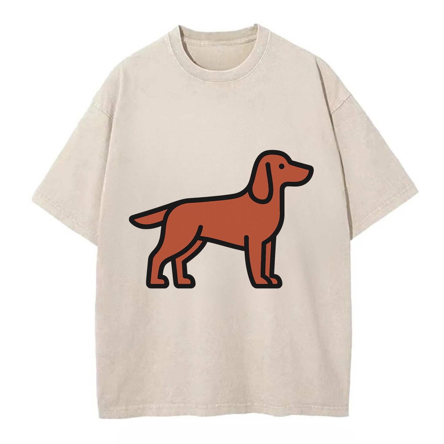 Irish Setter - Red/chestnut flat side profile - Vintage T-shirt - Off White